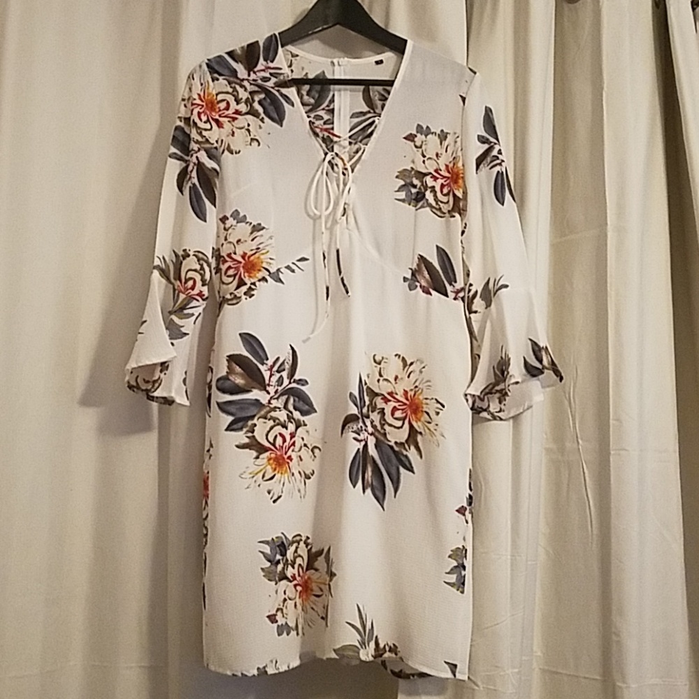 L Bell Sleeve Tunic Dress